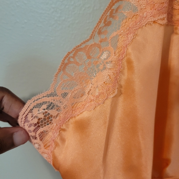 Sunny Taylor Apricot Silk Y2k Babydoll Camisole Tank Top with Lace. Size Large - Picture 4 of 9